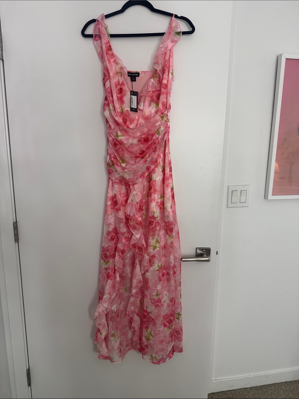 PrettyLittleThing Pink Floral Maxi Dress